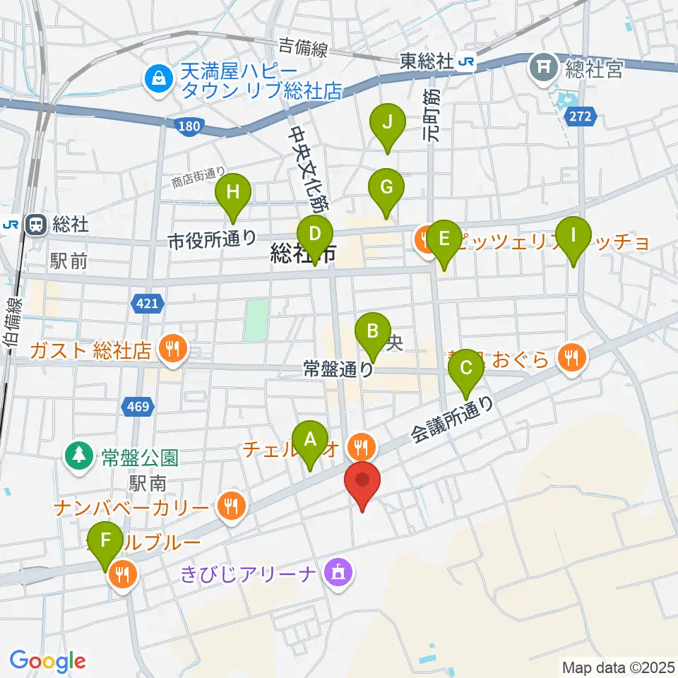 総社市武道館周辺のカフェ一覧地図