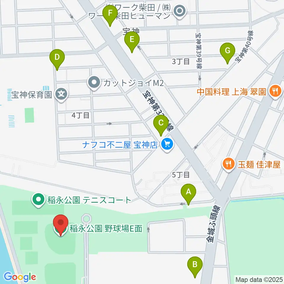 稲永公園野球場周辺のカフェ一覧地図