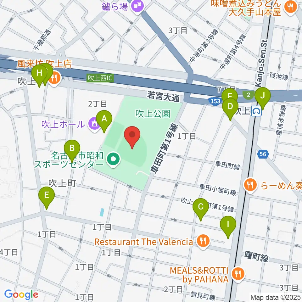 吹上公園野球場周辺のカフェ一覧地図