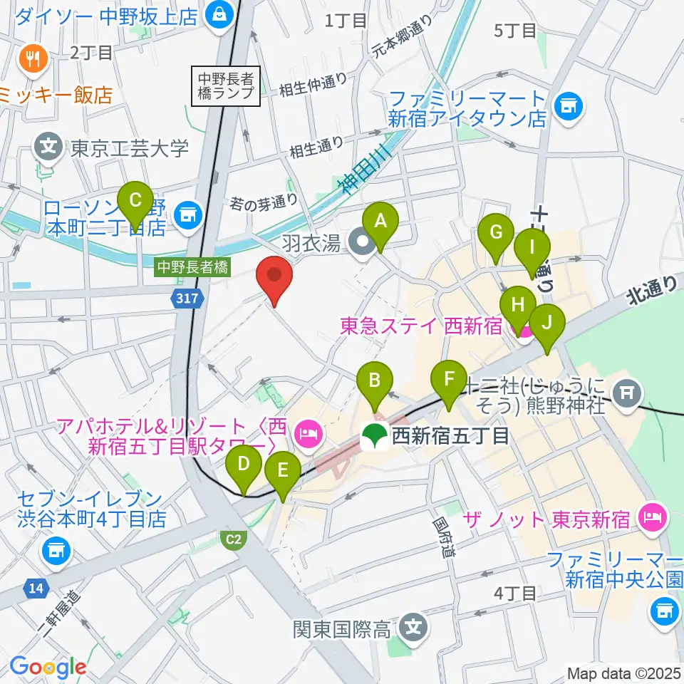 ファズイット・スタジオ周辺のカフェ一覧地図