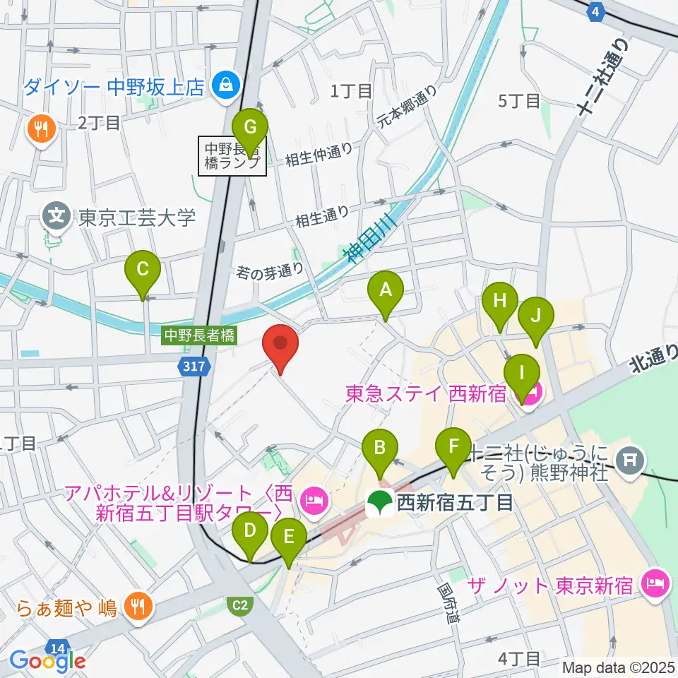 ファズイット・スタジオ周辺のカフェ一覧地図