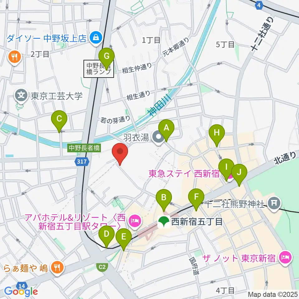 ファズイット・スタジオ周辺のカフェ一覧地図