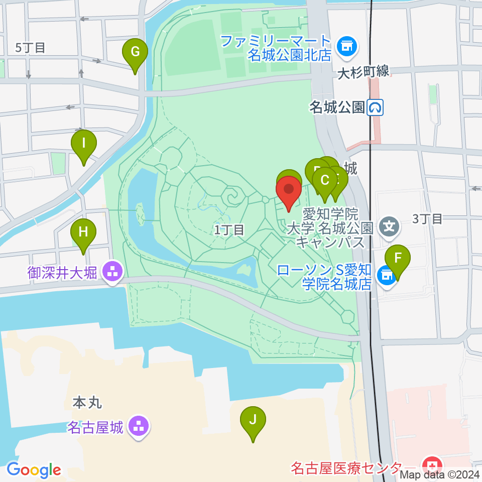 名城公園フラワープラザ周辺のカフェ一覧地図