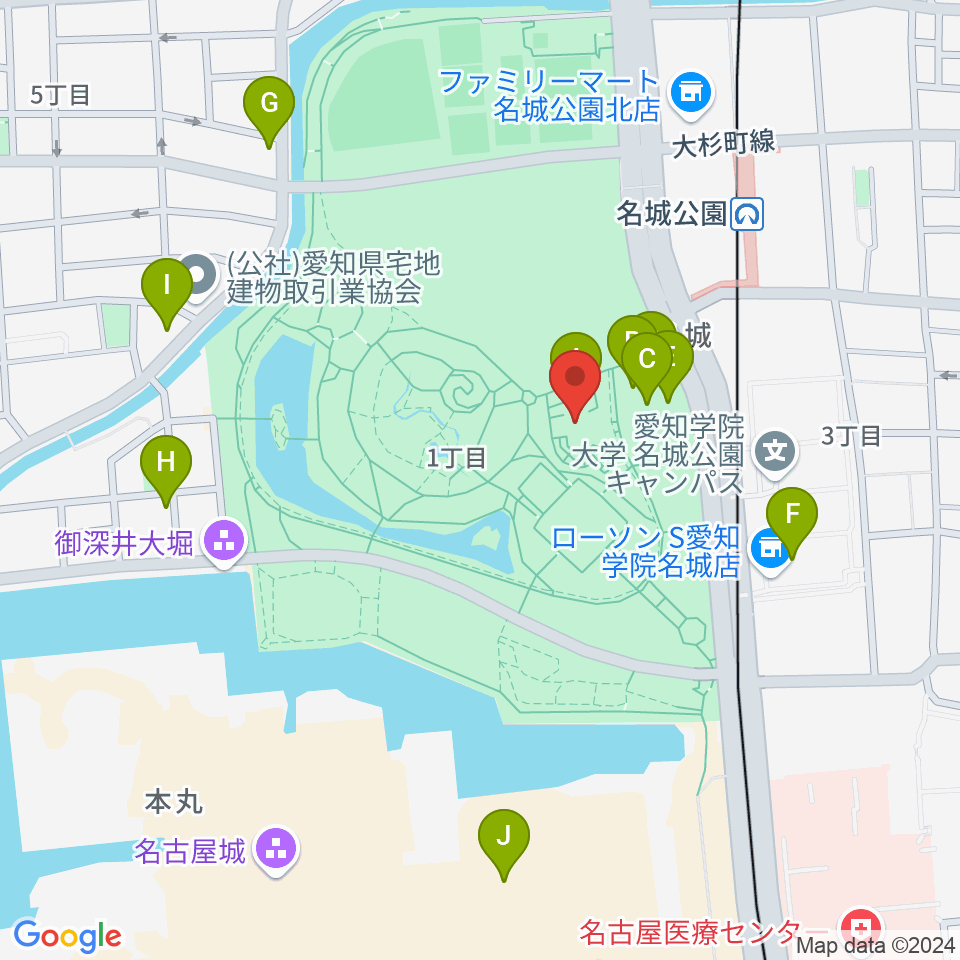 名城公園フラワープラザ周辺のカフェ一覧地図