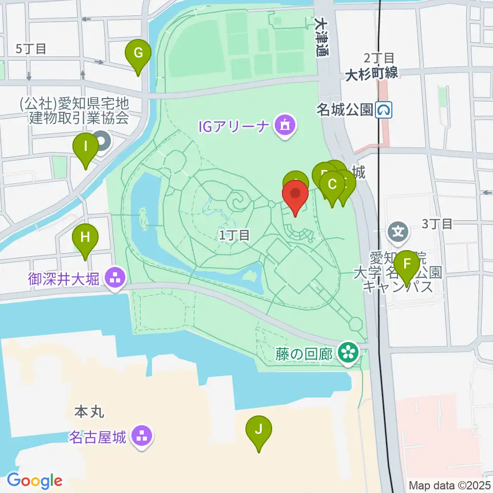 名城公園フラワープラザ周辺のカフェ一覧地図