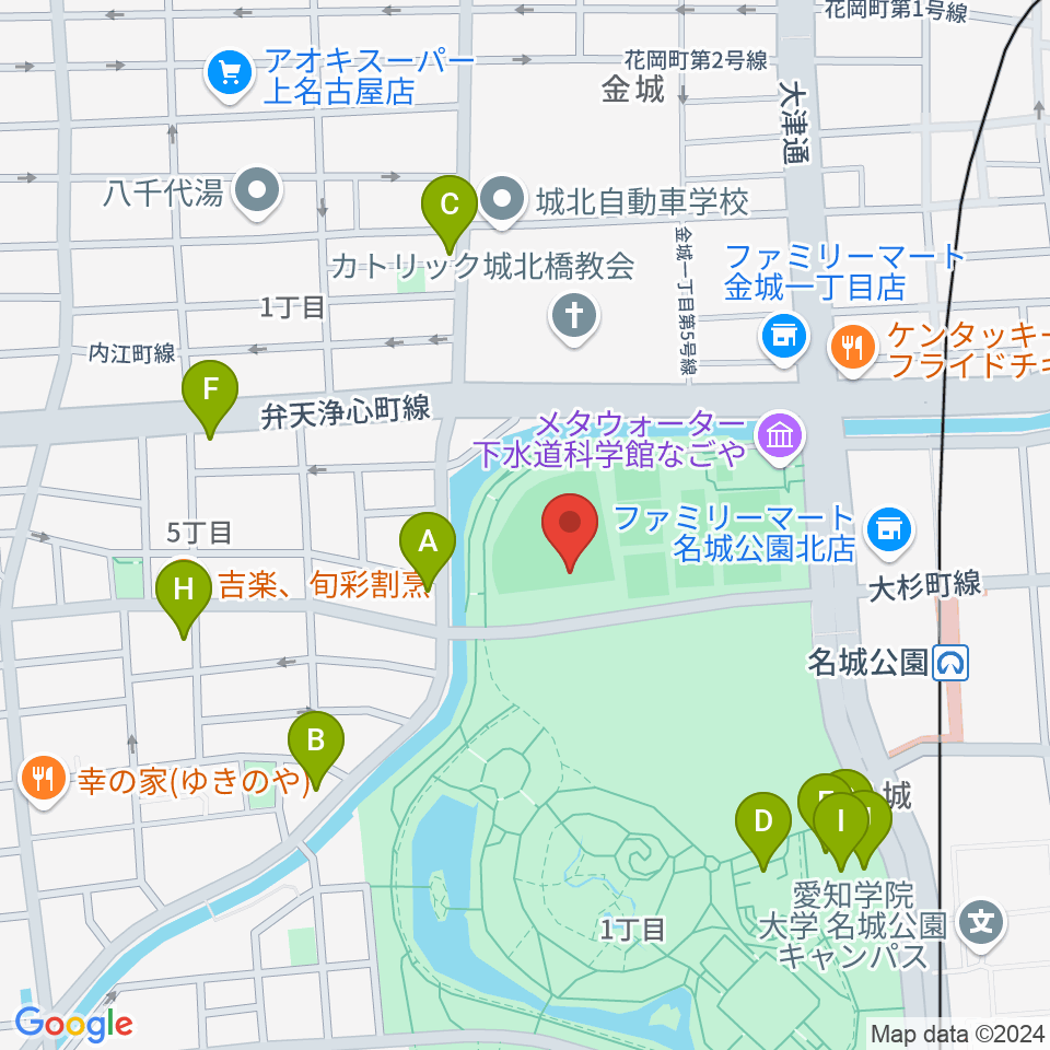 名城公園野球場周辺のカフェ一覧地図