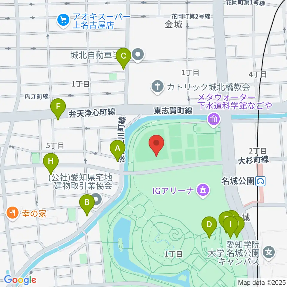 名城公園野球場周辺のカフェ一覧地図