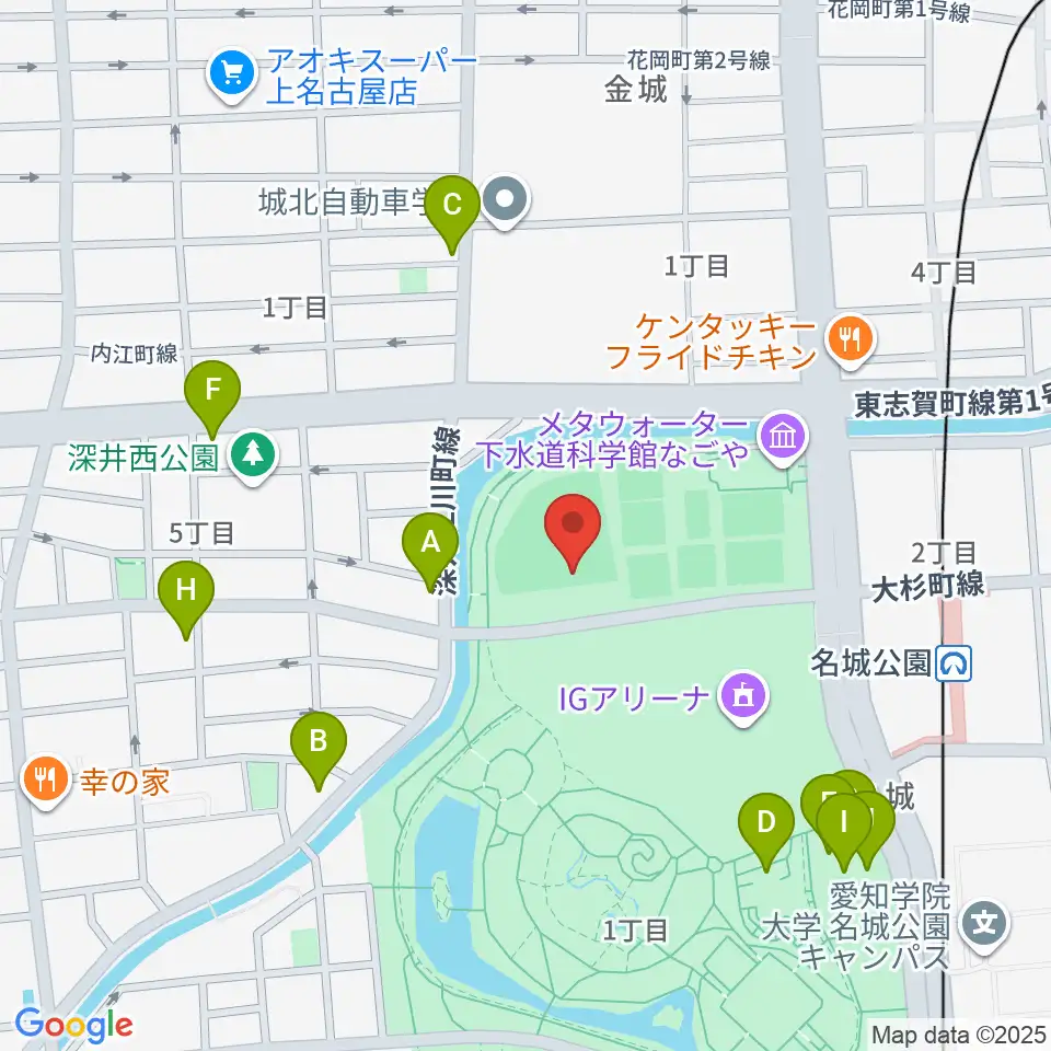 名城公園野球場周辺のカフェ一覧地図