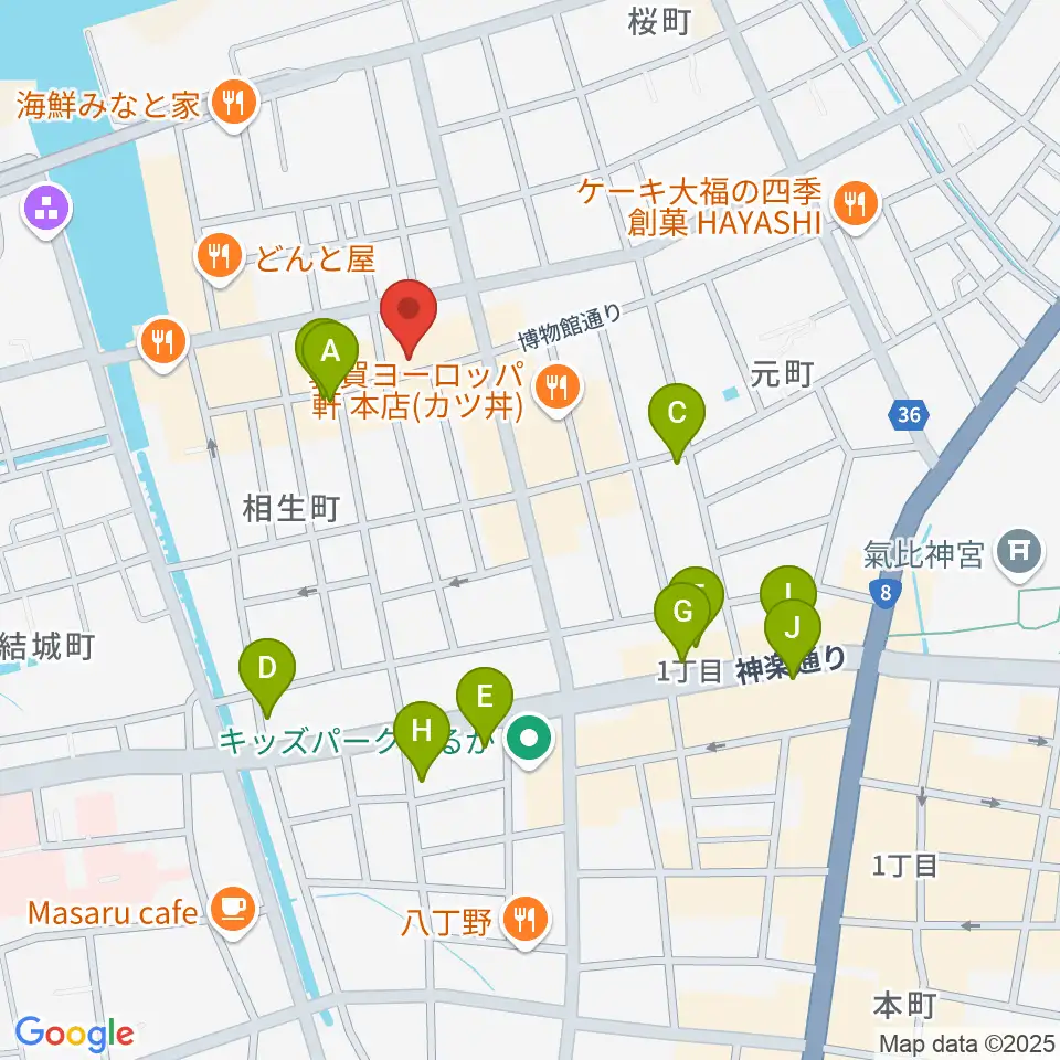 敦賀市立博物館周辺のカフェ一覧地図