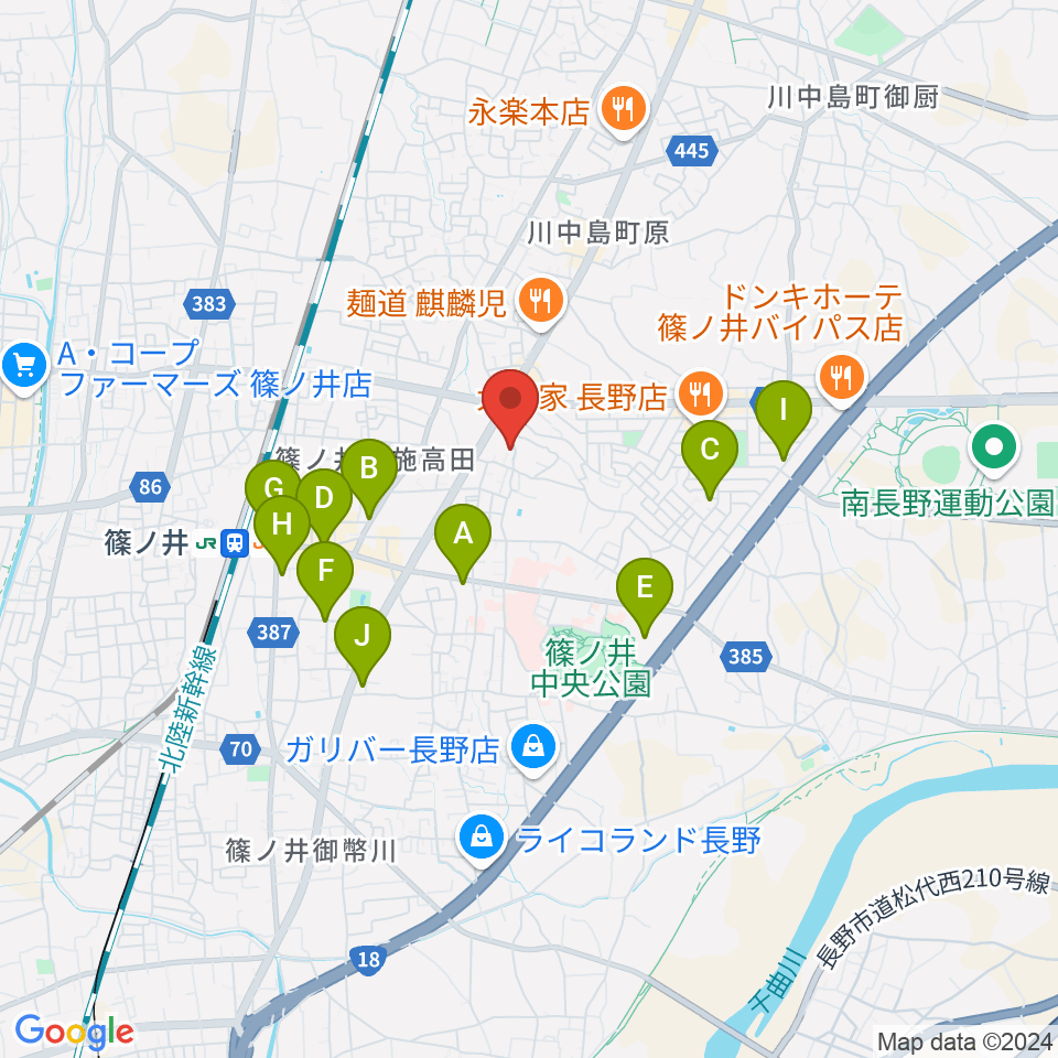 音楽堂 平林周辺のカフェ一覧地図