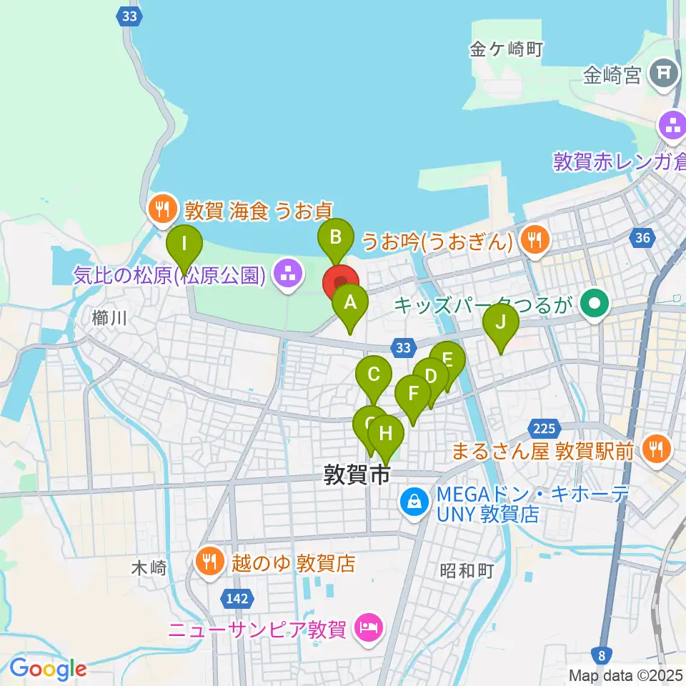 敦賀市営野球場周辺のカフェ一覧地図