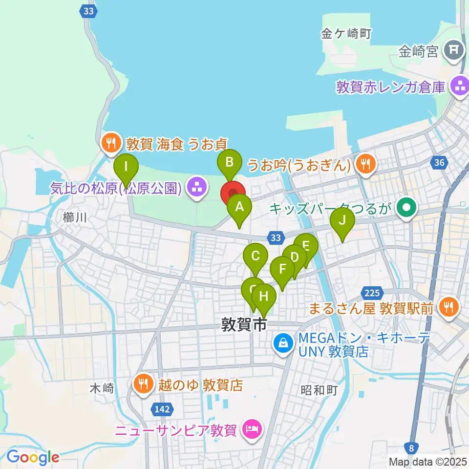 敦賀市営野球場周辺のカフェ一覧地図