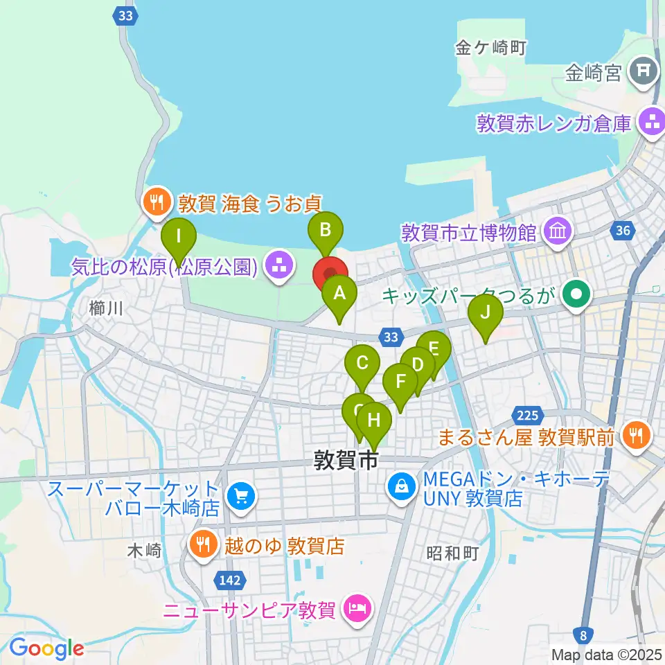 敦賀市営野球場周辺のカフェ一覧地図