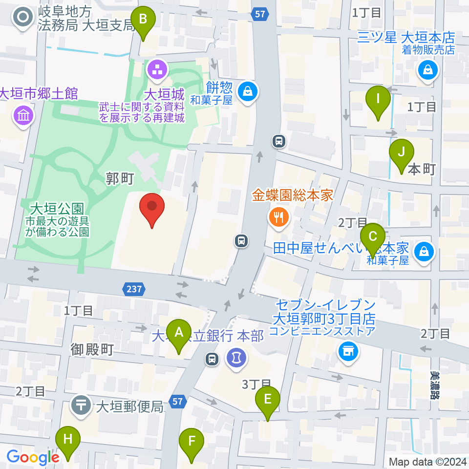 大垣城ホール周辺のカフェ一覧地図