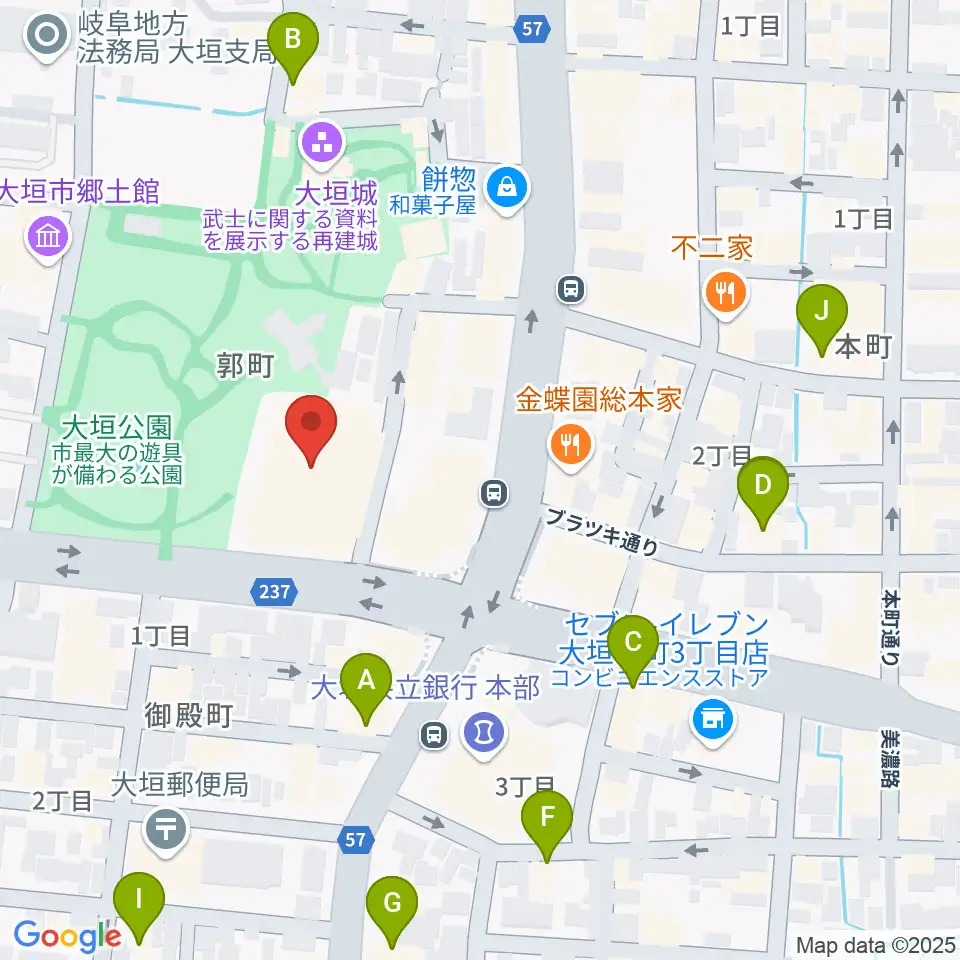 大垣城ホール周辺のカフェ一覧地図