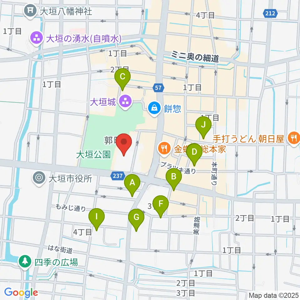大垣城ホール周辺のカフェ一覧地図