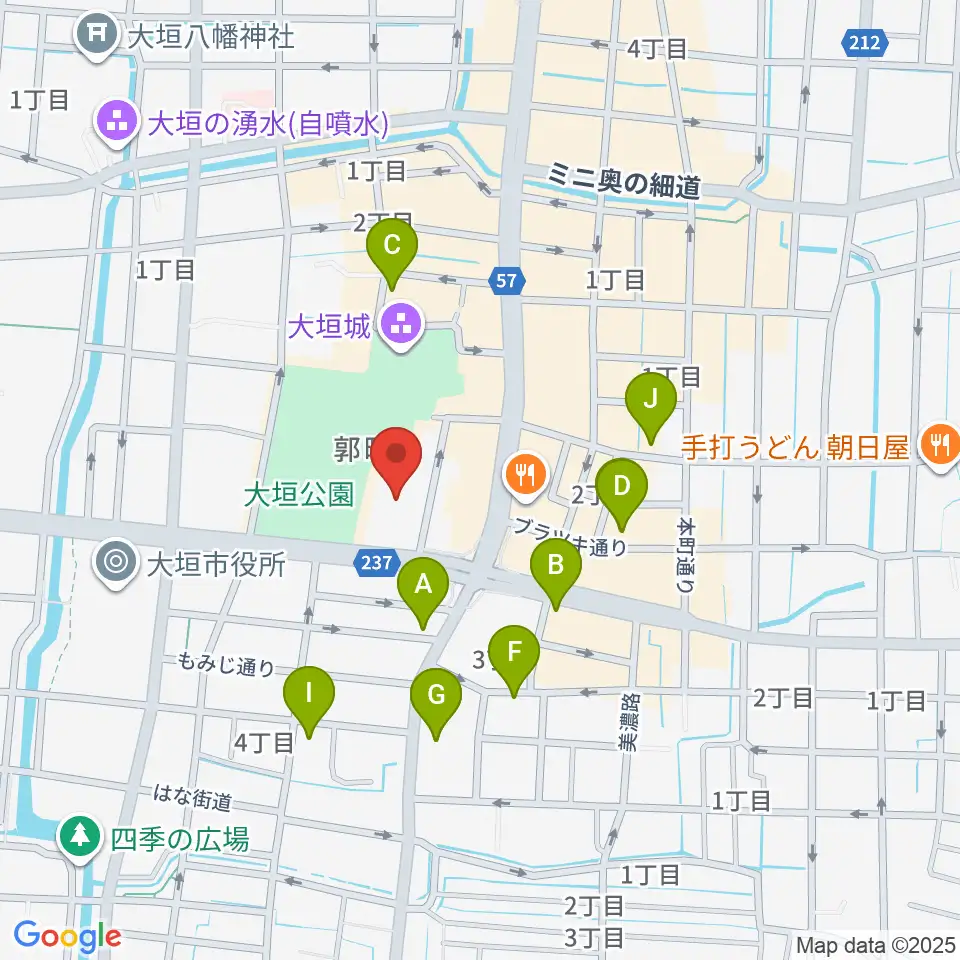 大垣城ホール周辺のカフェ一覧地図