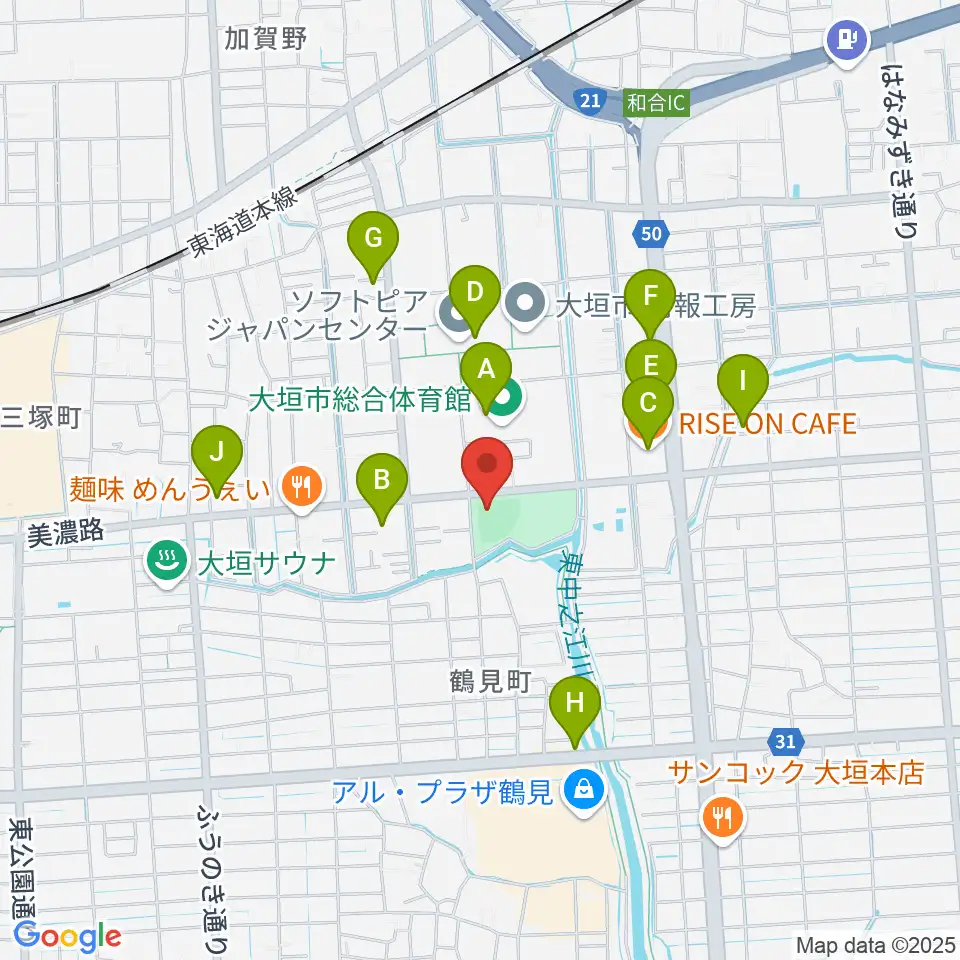 三城公園ソフトボール場周辺のカフェ一覧地図