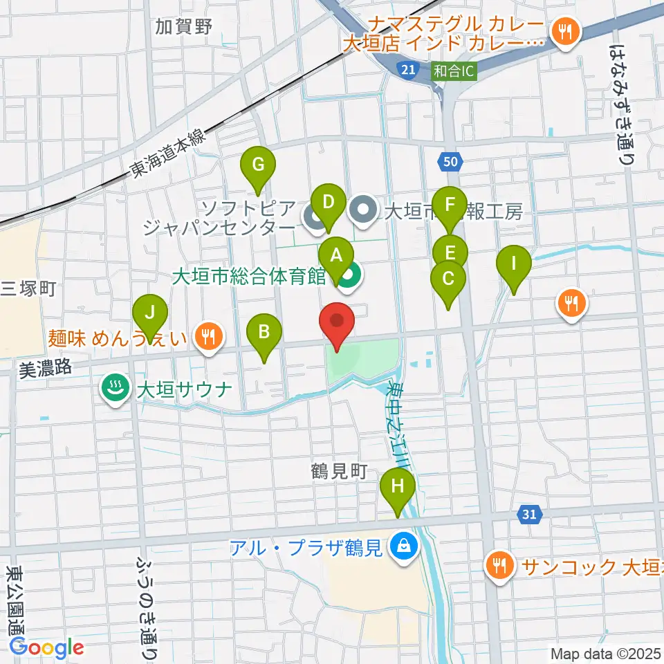 三城公園ソフトボール場周辺のカフェ一覧地図