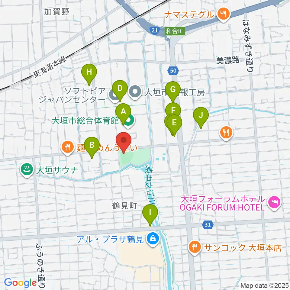 三城公園ソフトボール場周辺のカフェ一覧地図
