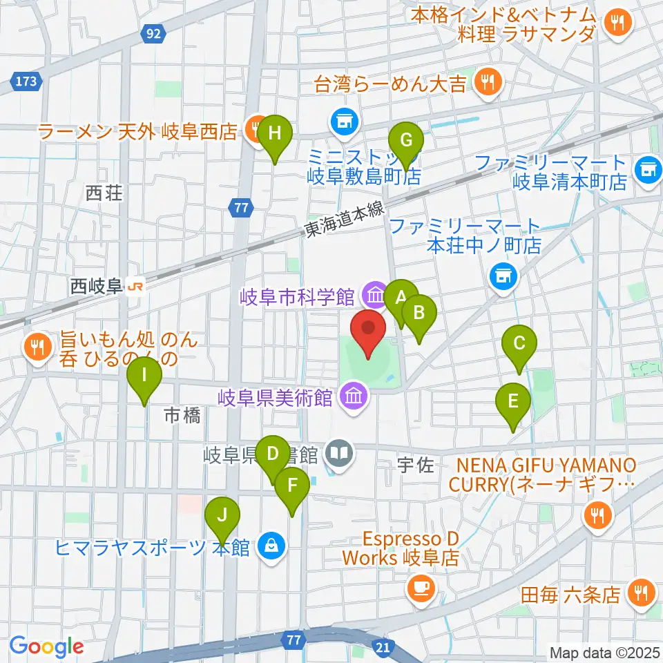 八ツ草公園野球場周辺のカフェ一覧地図