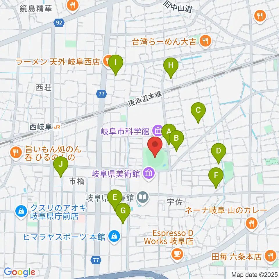 八ツ草公園野球場周辺のカフェ一覧地図