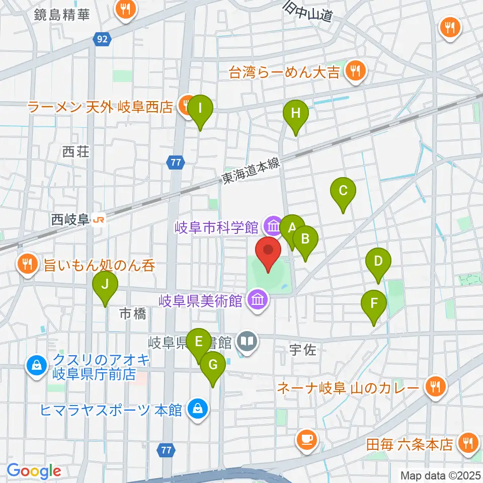 八ツ草公園野球場周辺のカフェ一覧地図