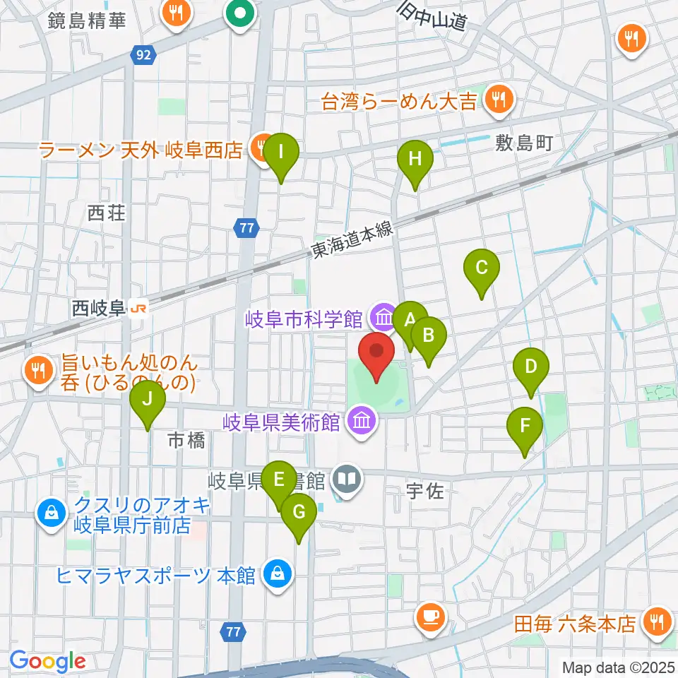 八ツ草公園野球場周辺のカフェ一覧地図