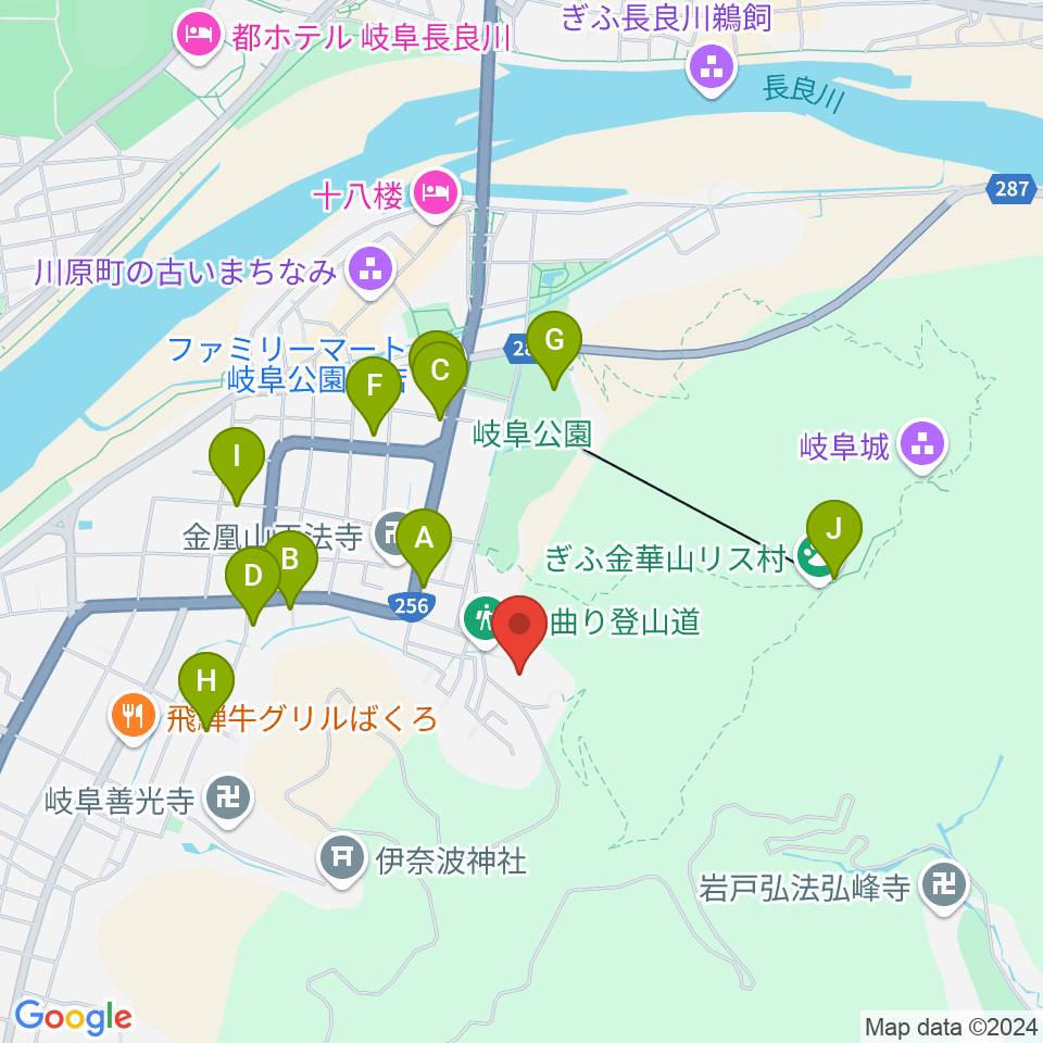 岐阜県歴史資料館周辺のカフェ一覧地図