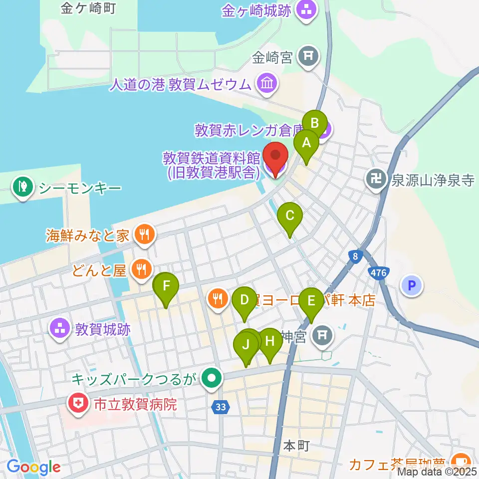 敦賀鉄道資料館周辺のカフェ一覧地図