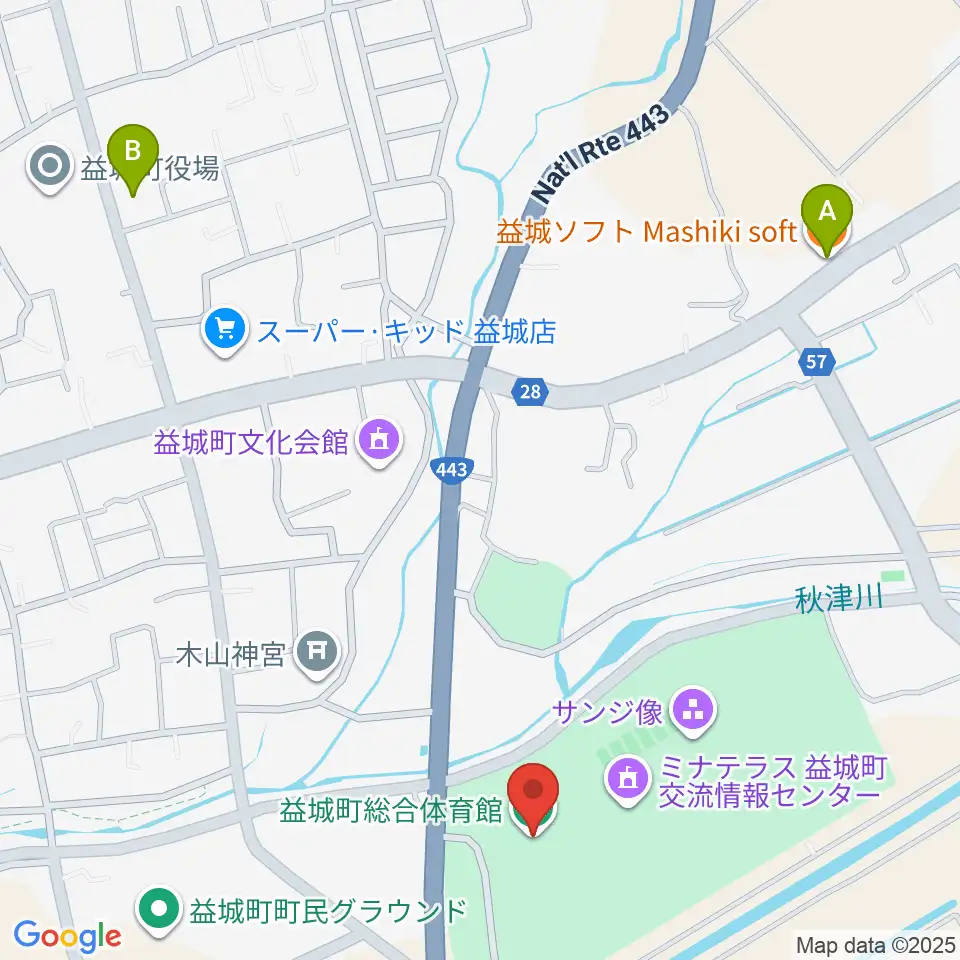 益城町総合体育館周辺のカフェ一覧地図