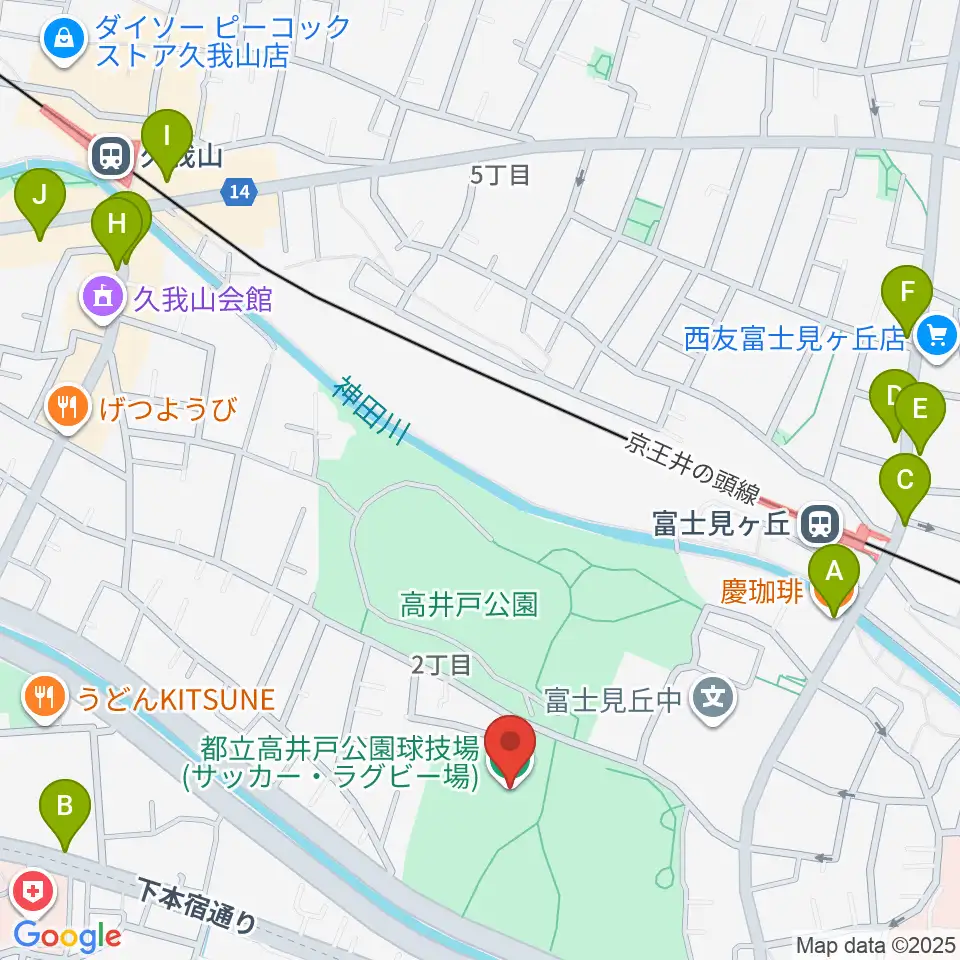 高井戸公園球技場周辺のカフェ一覧地図