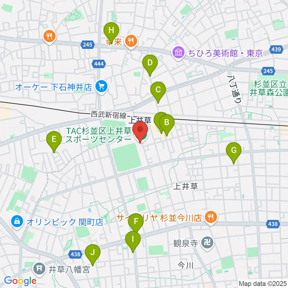 TAC杉並区上井草スポーツセンター周辺のカフェ一覧地図