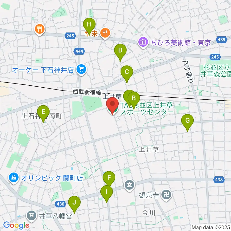 TAC杉並区上井草スポーツセンター周辺のカフェ一覧地図