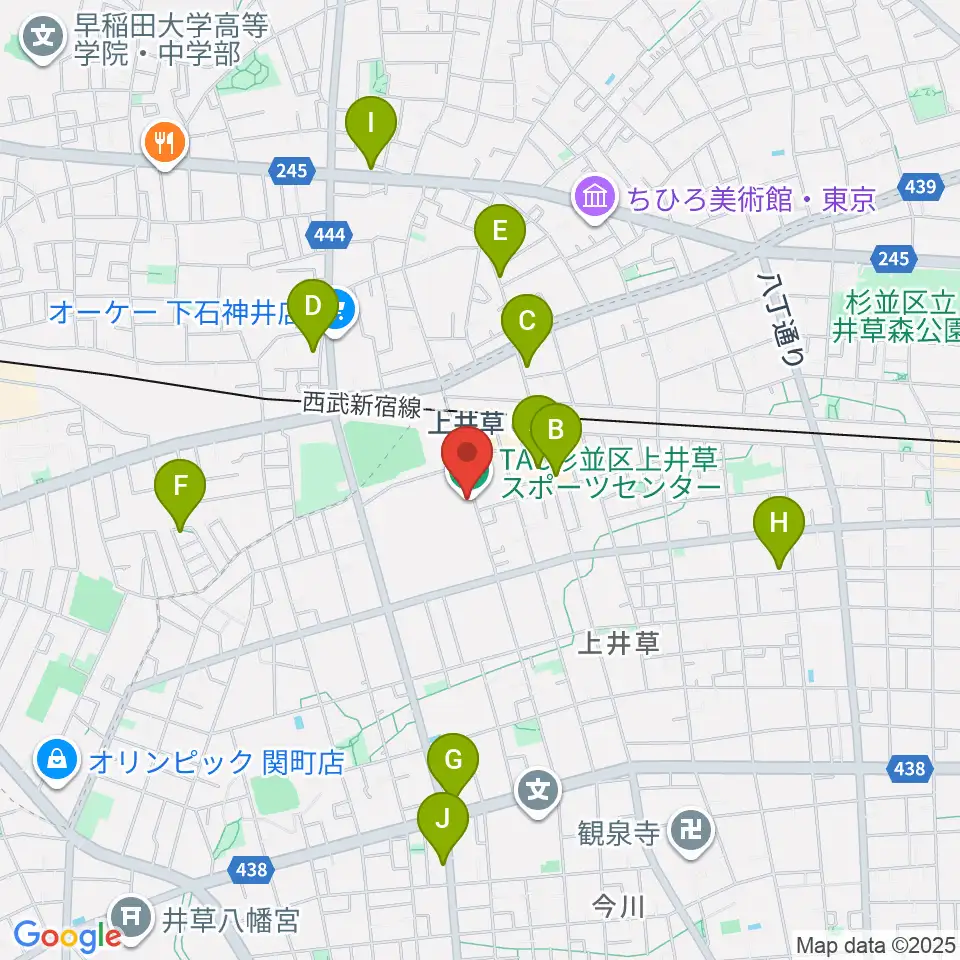 TAC杉並区上井草スポーツセンター周辺のカフェ一覧地図