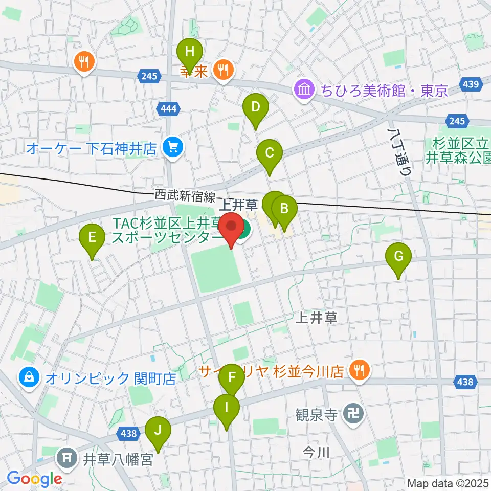 上井草スポーツセンター野球場周辺のカフェ一覧地図