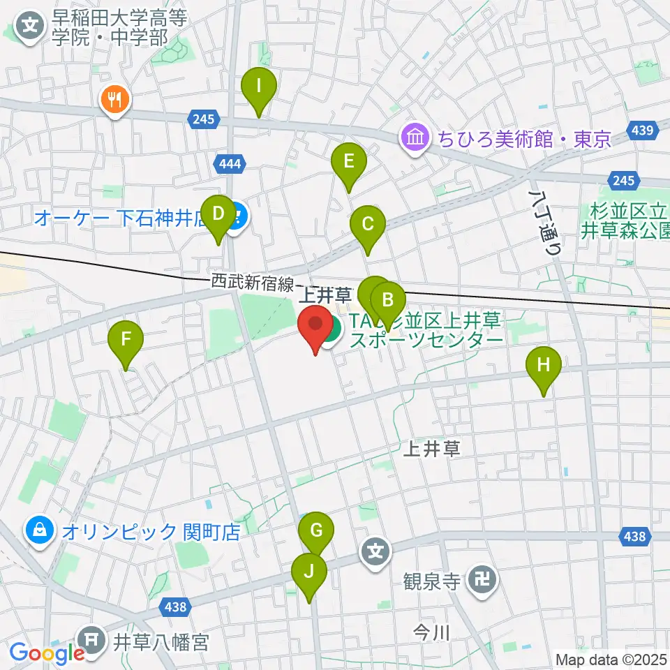 上井草スポーツセンター野球場周辺のカフェ一覧地図