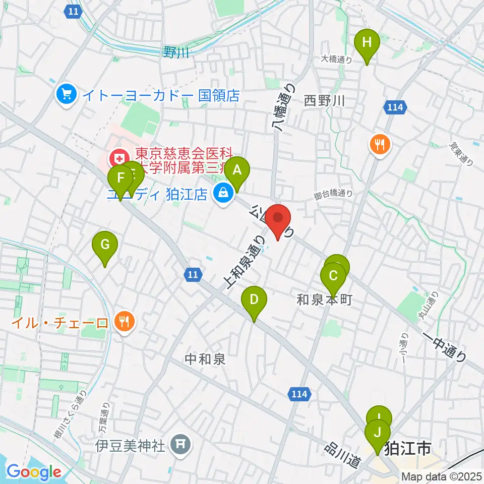 狛江市民総合体育館周辺のカフェ一覧地図
