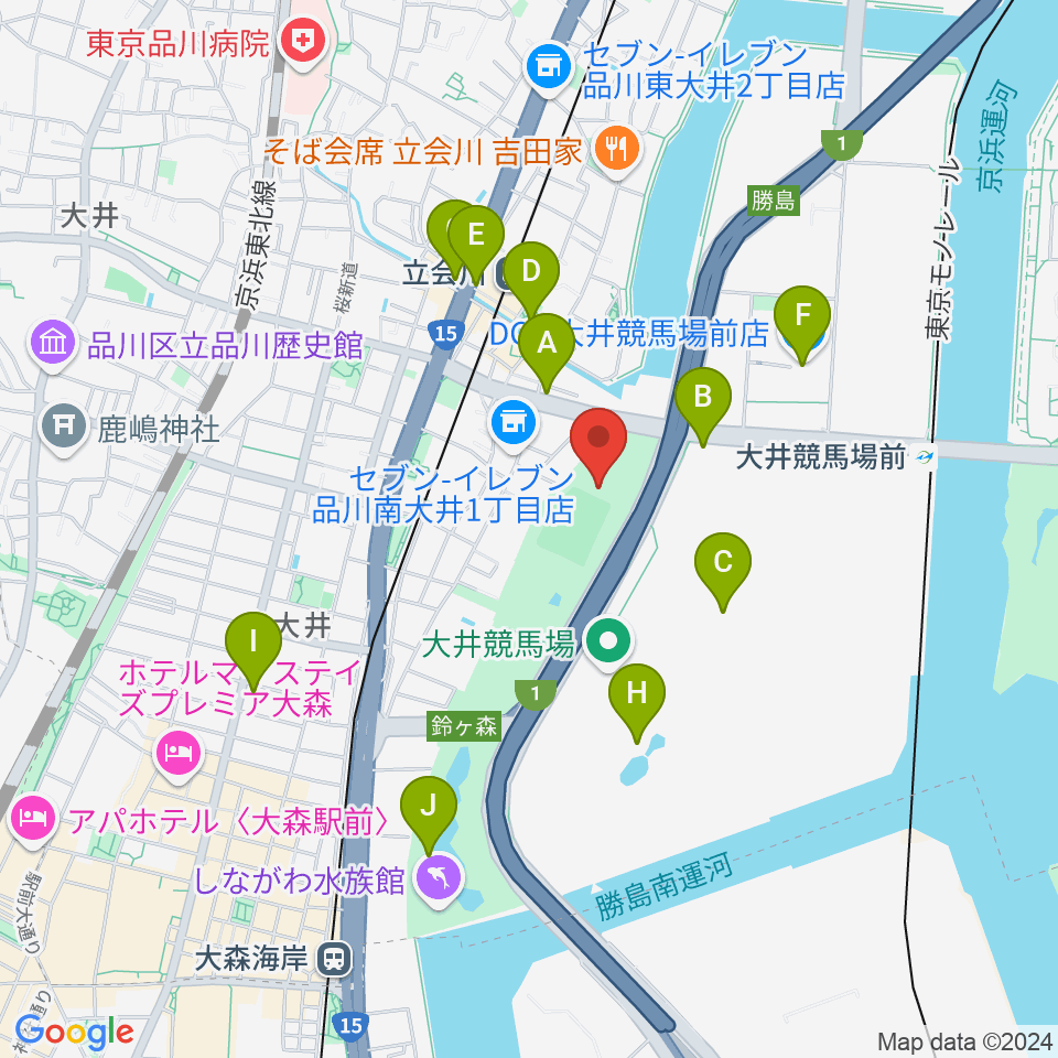 しながわ区民公園こどもサッカー場周辺のカフェ一覧地図