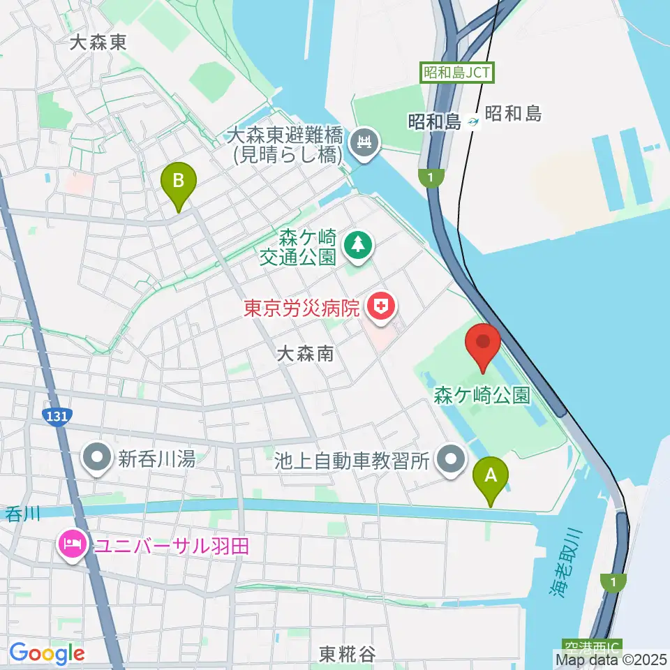 森ケ崎公園サッカー場周辺のカフェ一覧地図