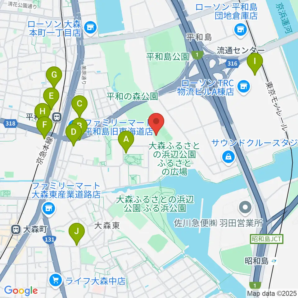 平和の森公園 弓道場・アーチェリー場周辺のカフェ一覧地図
