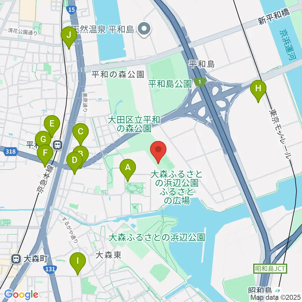 平和の森公園 弓道場･アーチェリー場周辺のカフェ一覧地図