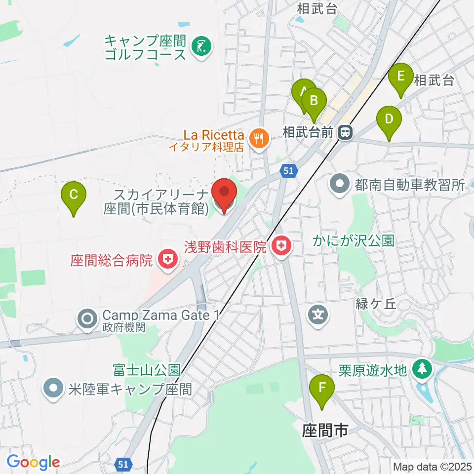 スカイアリーナ座間周辺のカフェ一覧地図