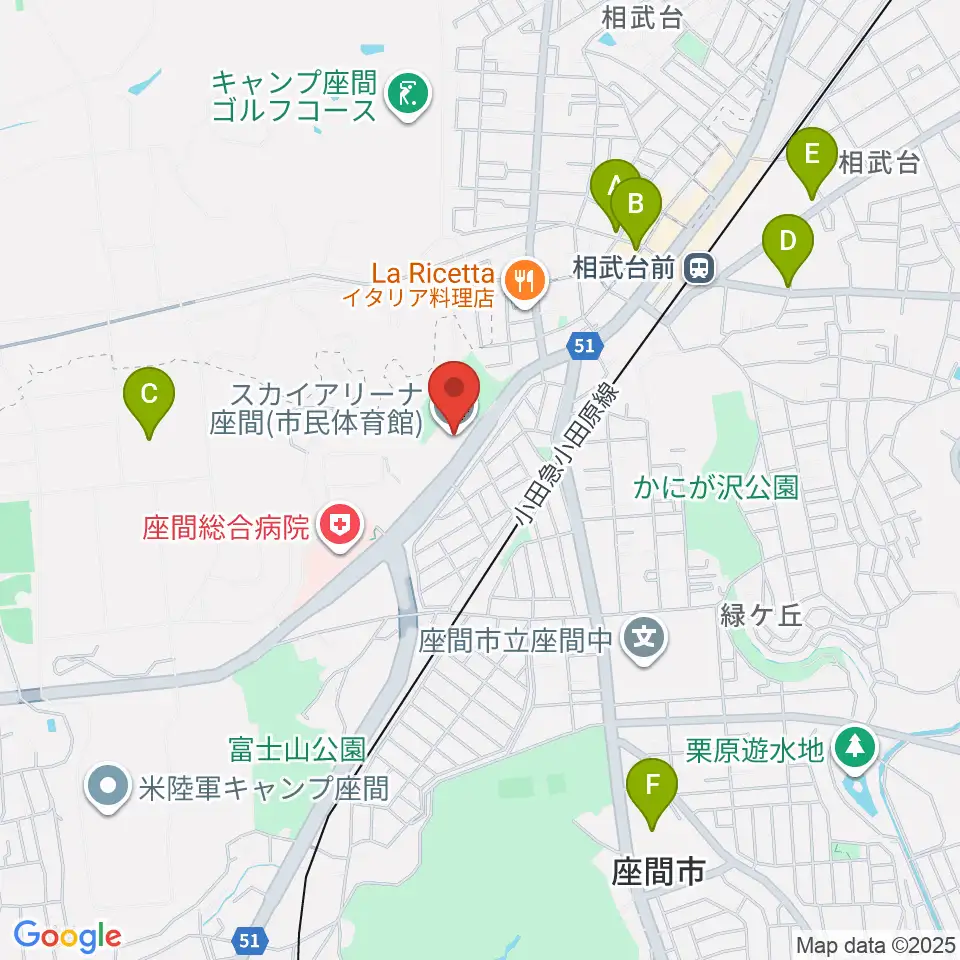 スカイアリーナ座間周辺のカフェ一覧地図