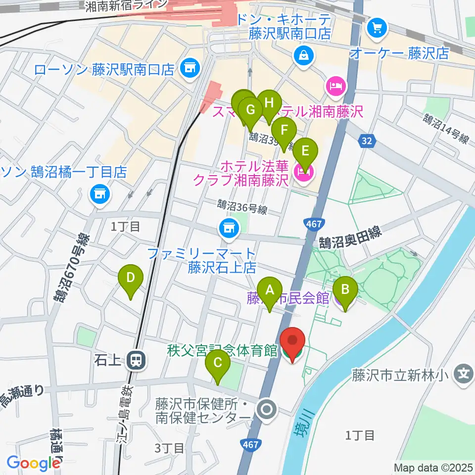 秩父宮記念体育館周辺のカフェ一覧地図