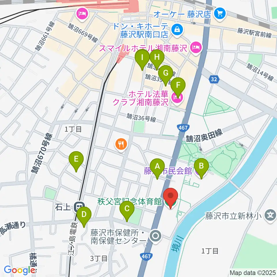 秩父宮記念体育館周辺のカフェ一覧地図