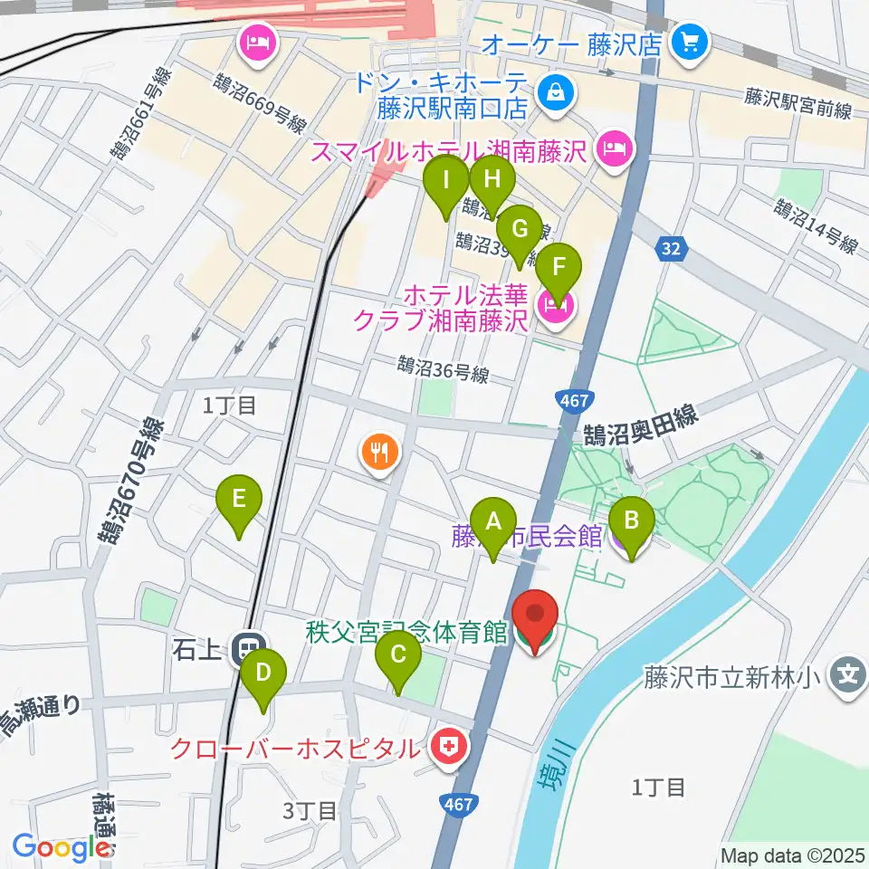秩父宮記念体育館周辺のカフェ一覧地図