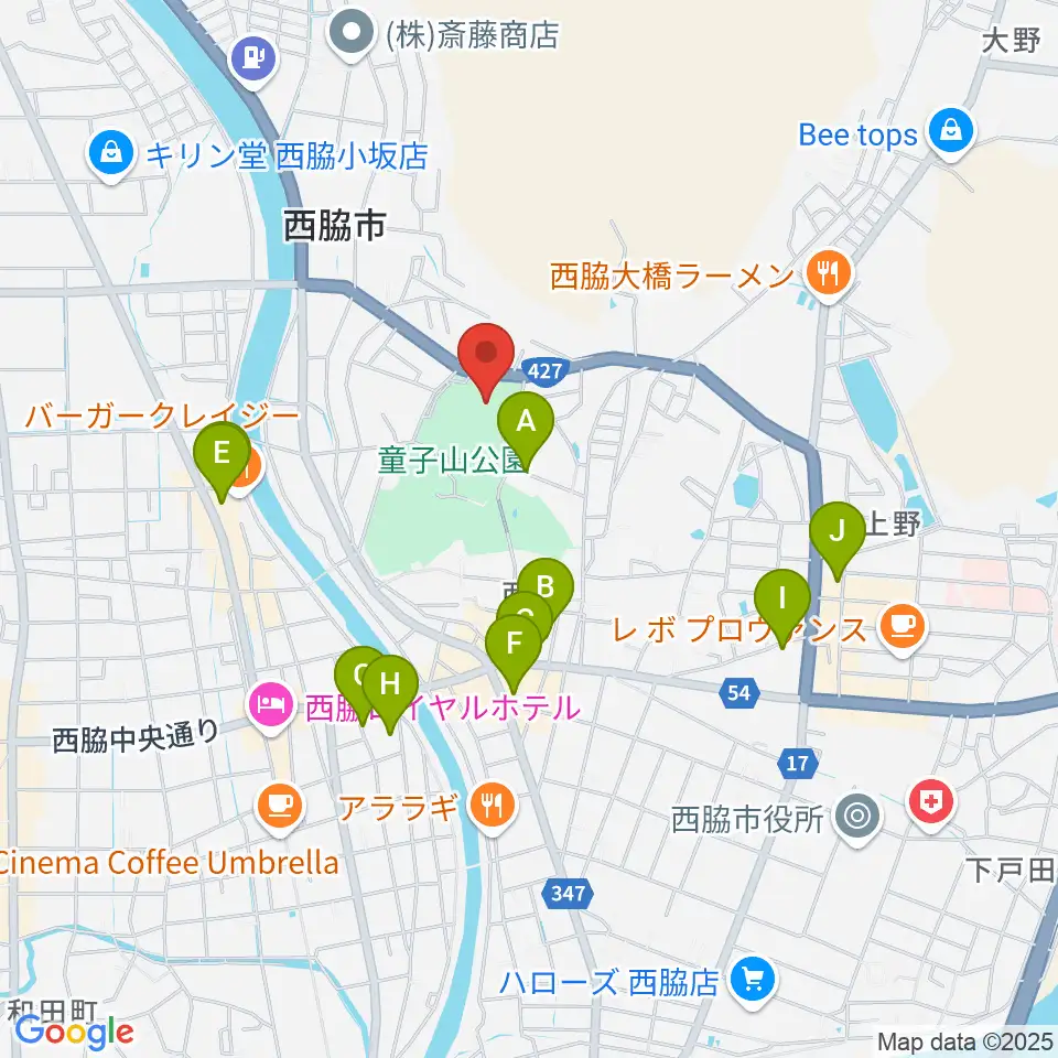 西脇市総合市民センター周辺のカフェ一覧地図