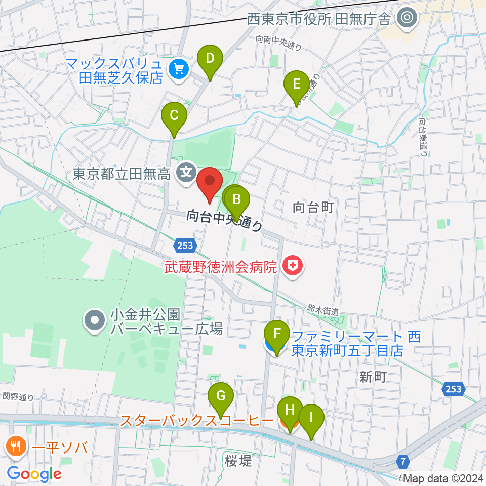 西東京市総合体育館周辺のカフェ一覧地図