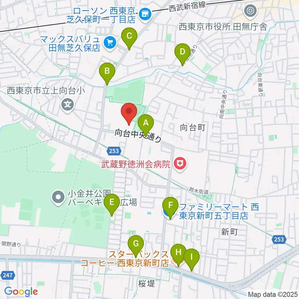 西東京市総合体育館周辺のカフェ一覧地図